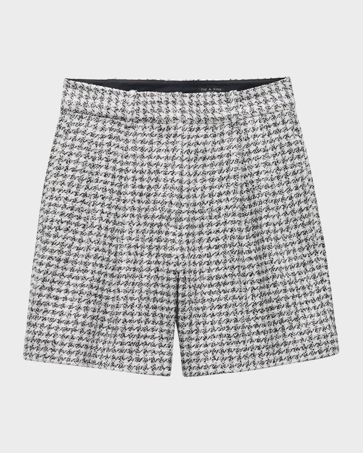 Shop Rag & Bone Carmen Tailored Houndstooth Shorts In Blackwhite