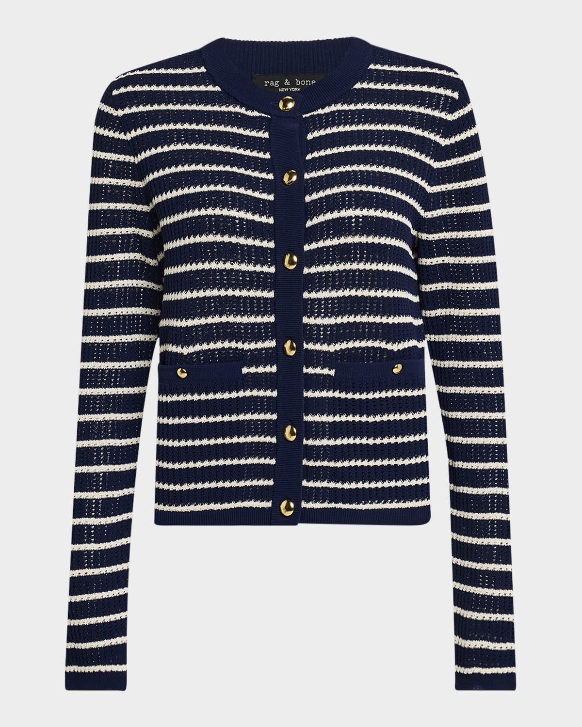 Rag & Bone Navy Viola Stripe Cardigan In Indigomult
