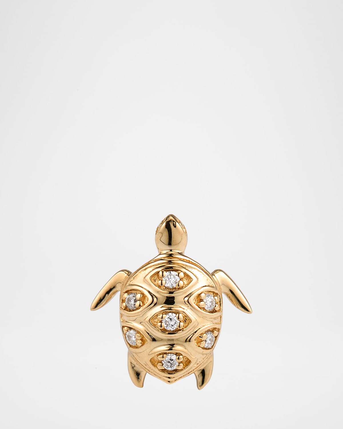 14K Turtle Earring with Marquise Eye Shell, Single