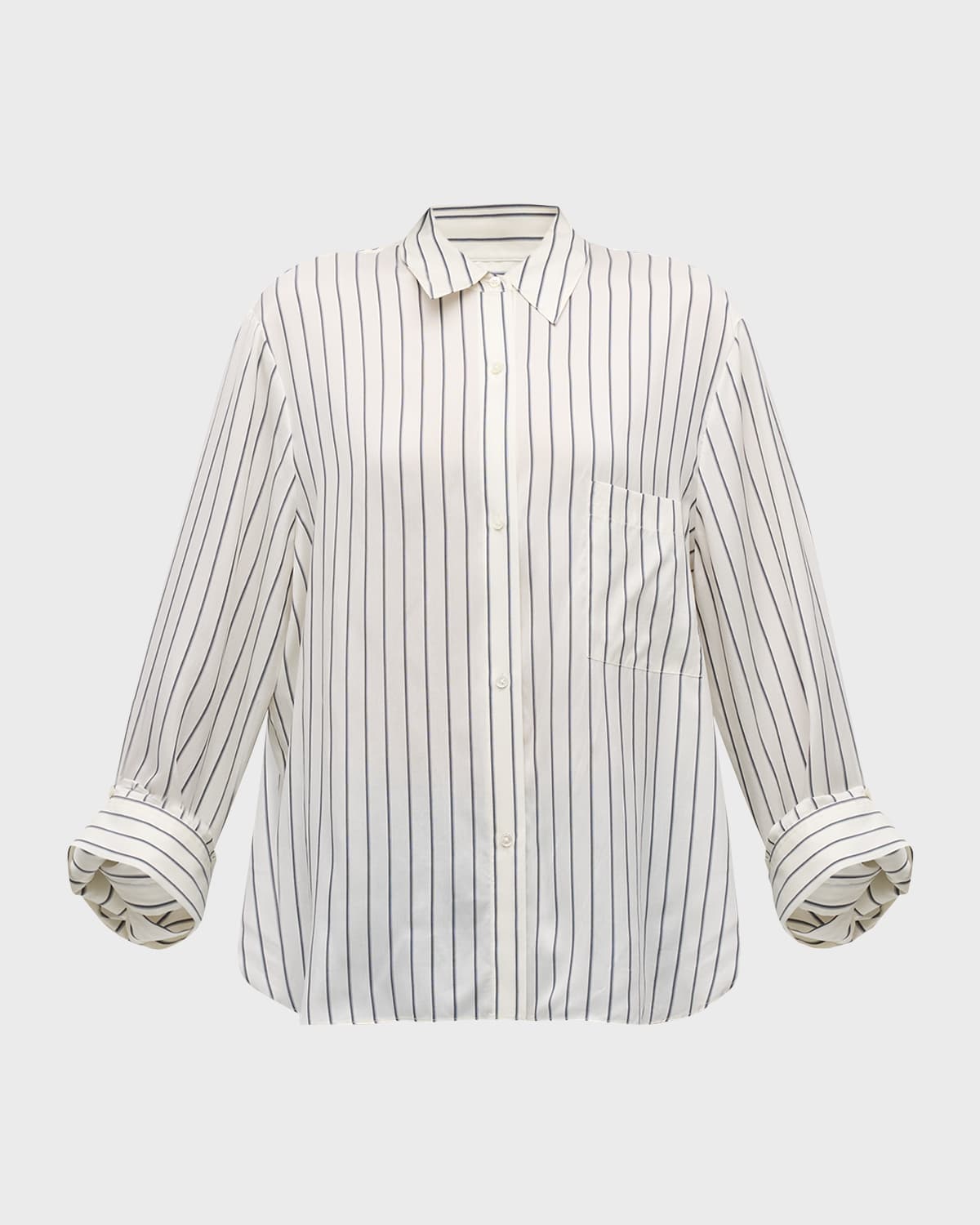 Twp Next Morning Striped Button-front Shirt In Whitegreyblack