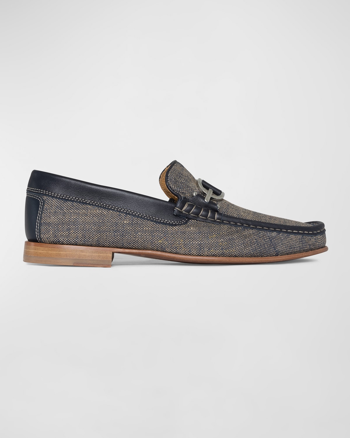 Shop Donald Pliner Men's Dacio Woven Leather Bit Loafers In Navy