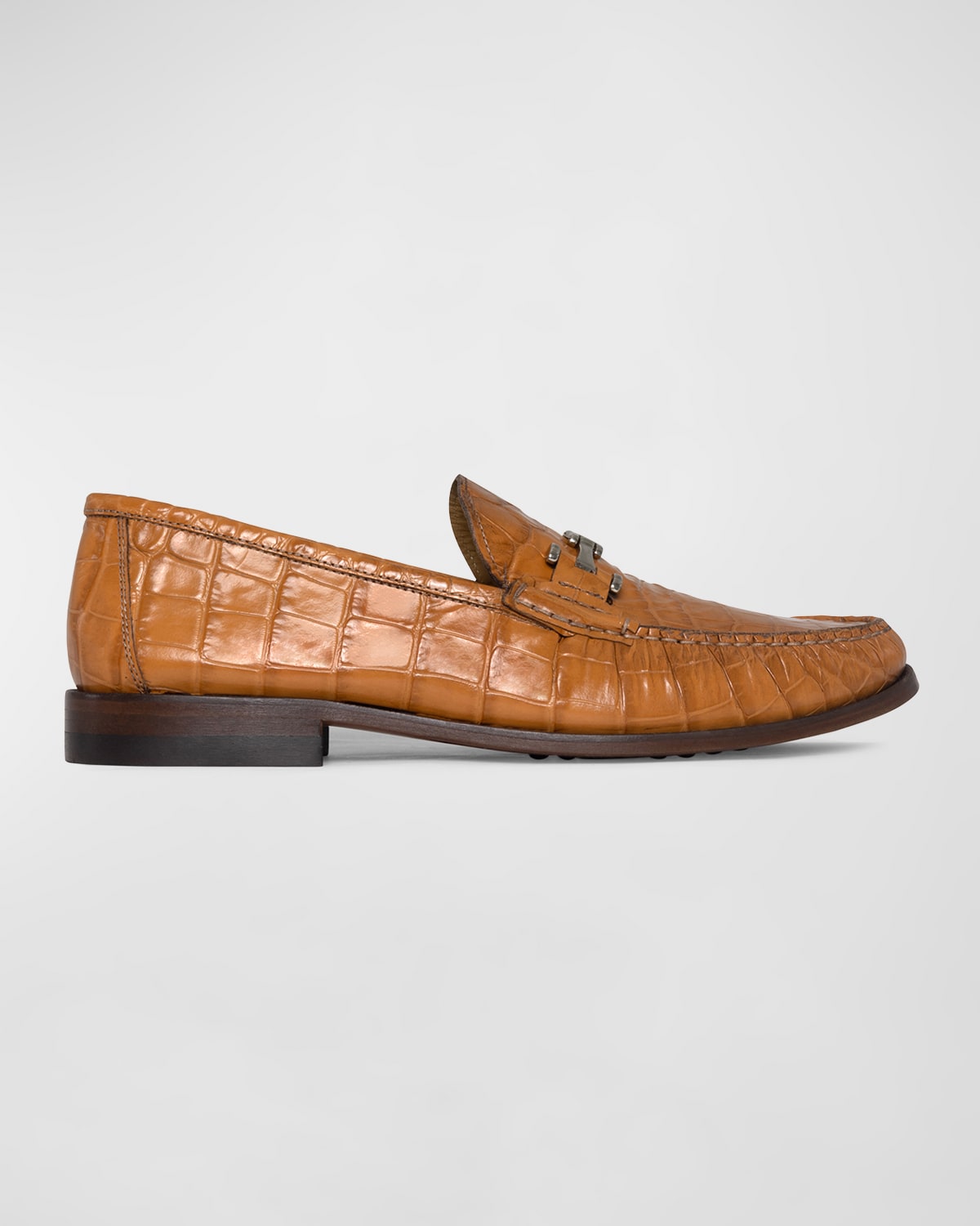 Shop Donald Pliner Men's Emmett Croc-effect Leather Bit Loafers In Ginger