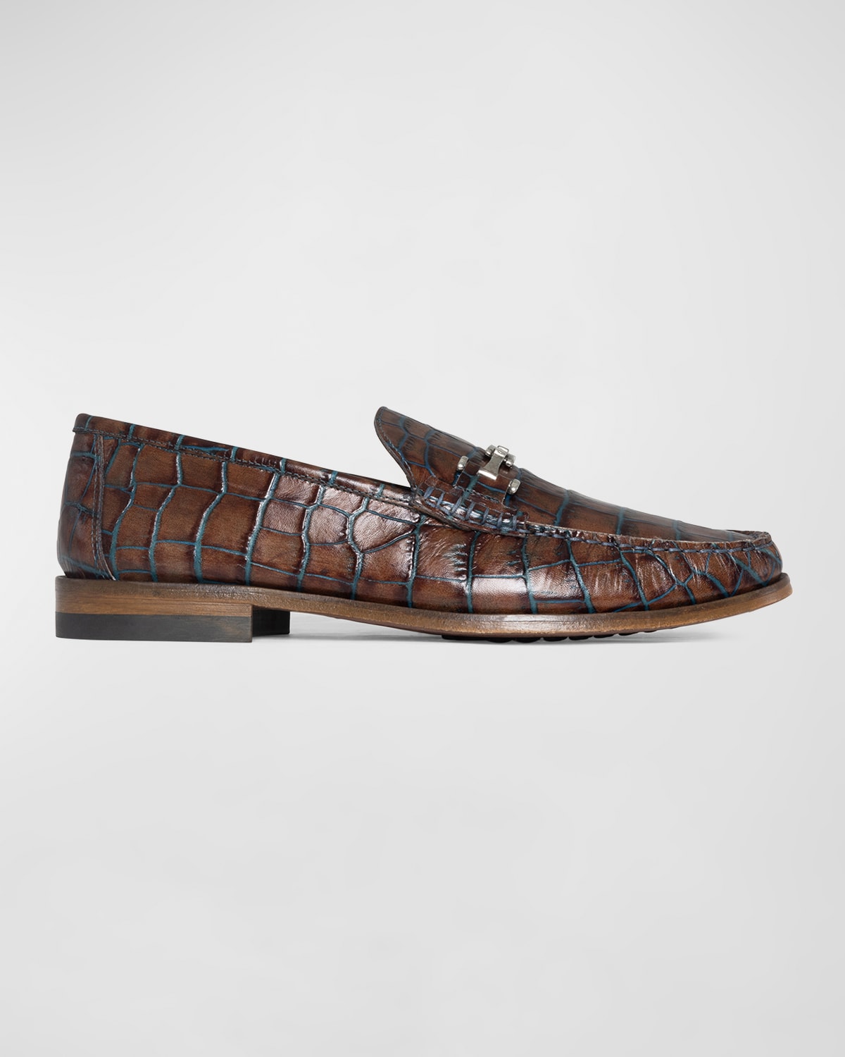 Men's Emmett Croc-Effect Leather Bit Loafers