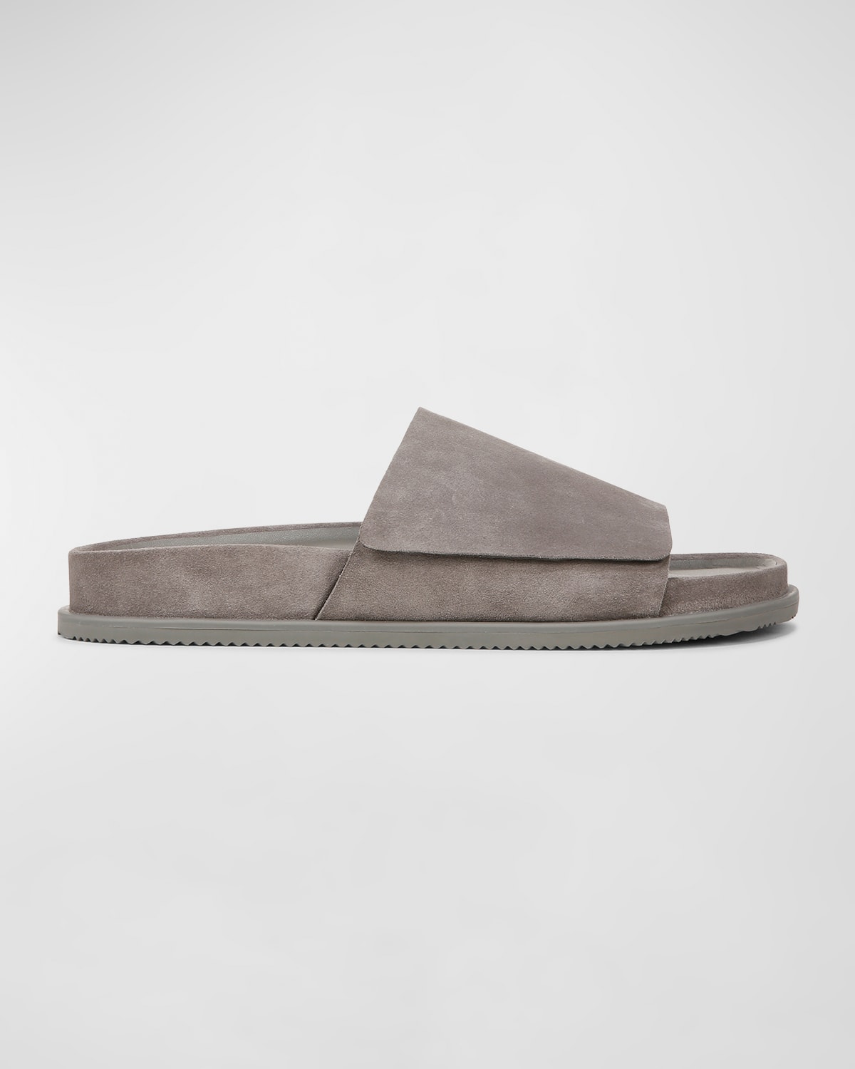 Shop Vince Men's Del Rey Leather Slide Sandals In Smoke Grey