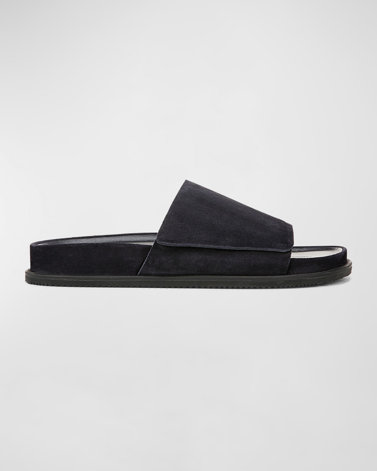 Shop Vince Men's Del Rey Leather Slide Sandals In Night Blue