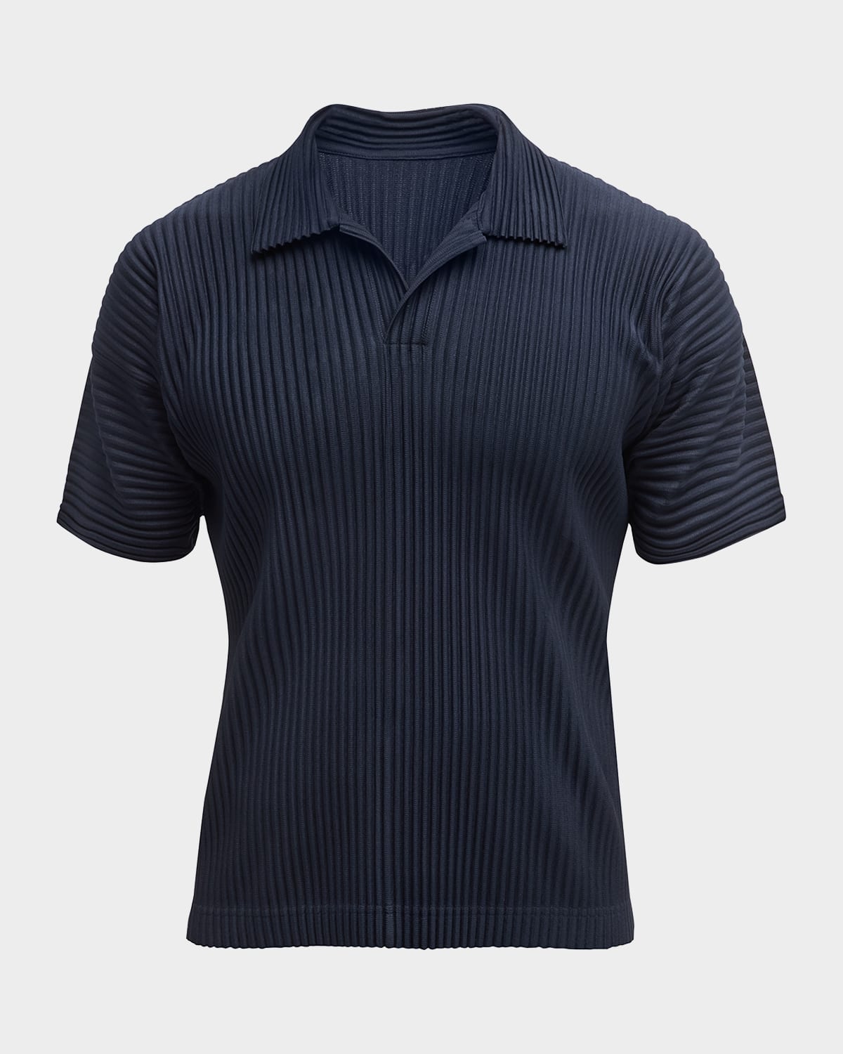 Shop Issey Miyake Men's Pleated Polo Shirt In Navy