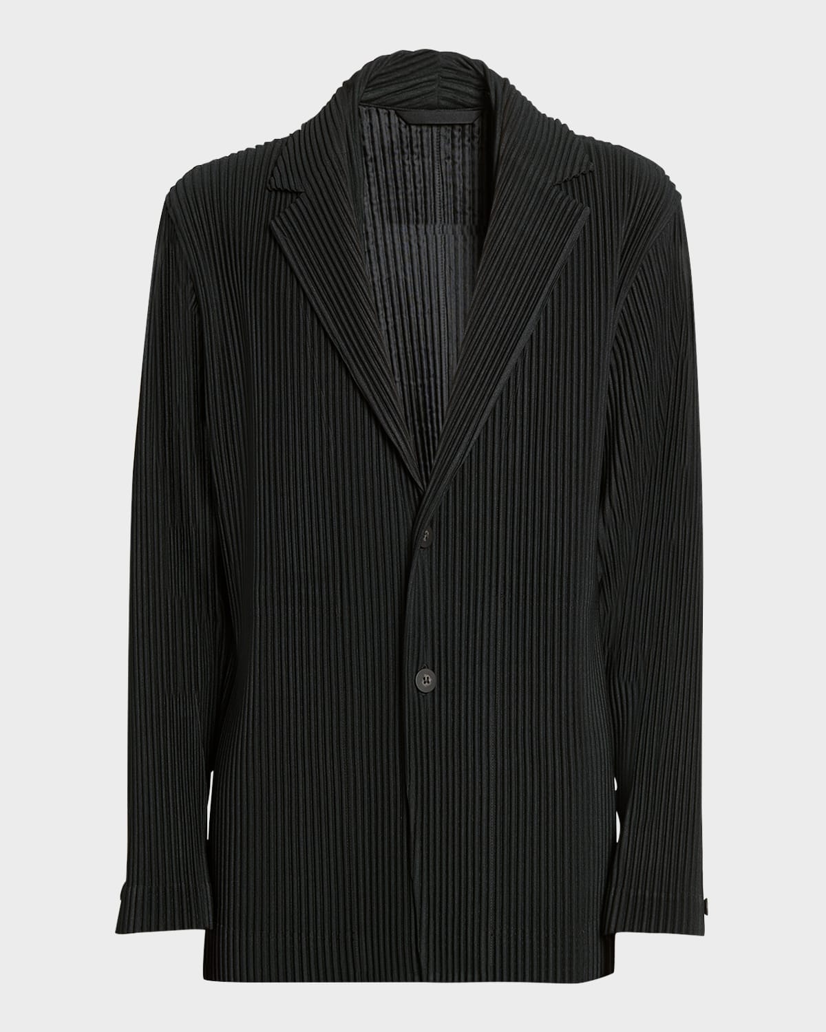 Issey Miyake Men's Pleated Single-button Sports Jacket In Black