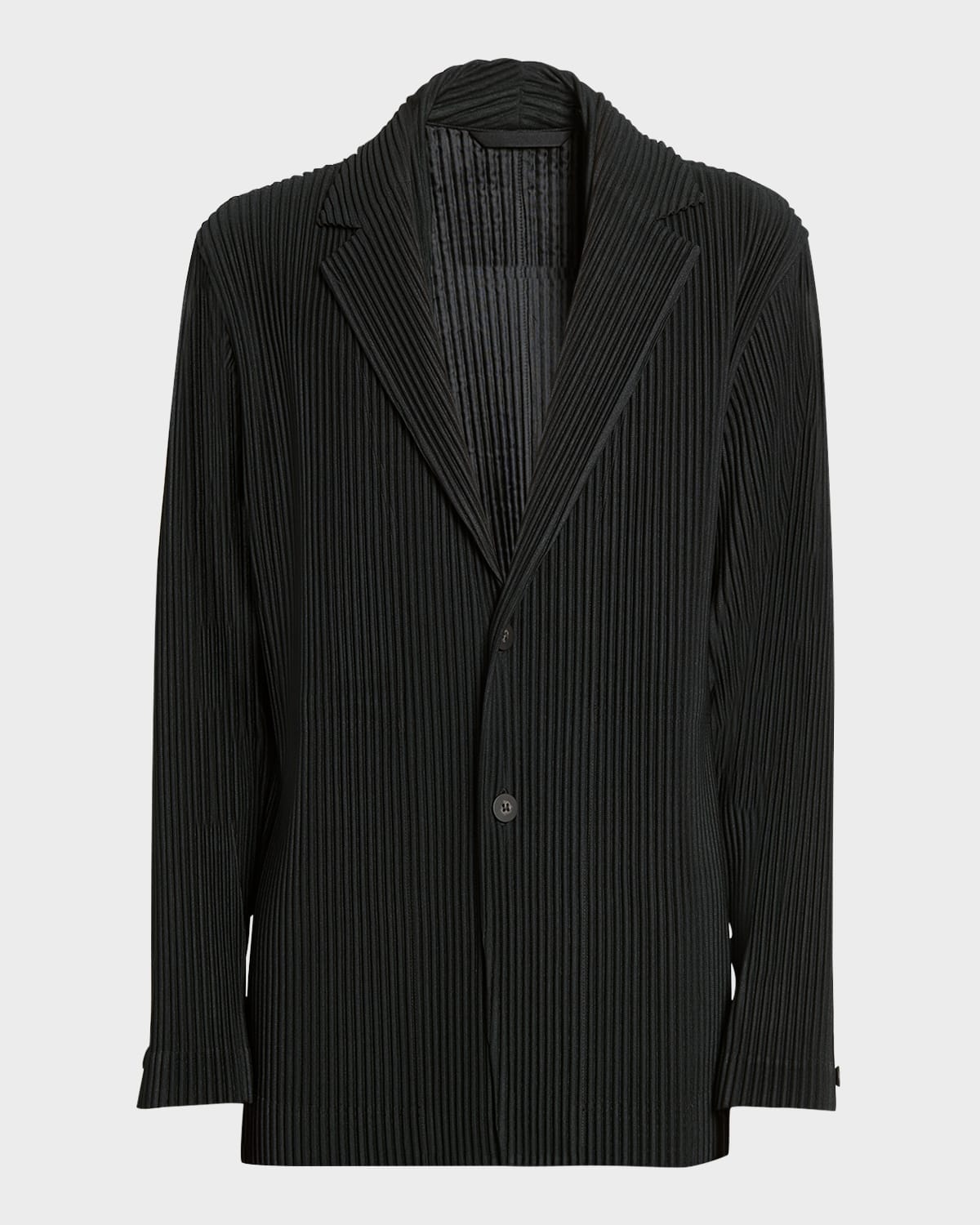 Shop Issey Miyake Men's Pleated Single-button Sports Jacket In Black