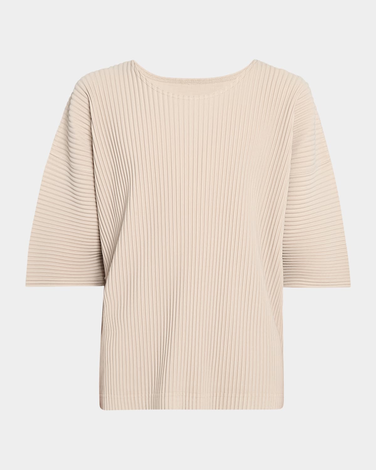 Issey Miyake Men's Pleated Drop-shoulder Shirt In Linen Beige