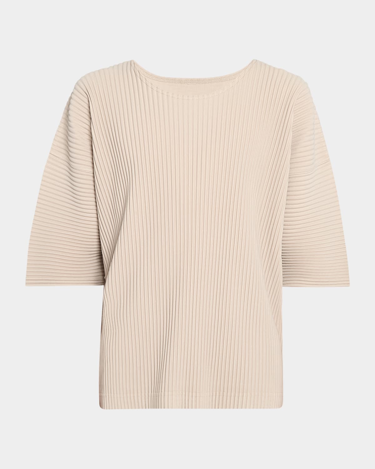 Shop Issey Miyake Men's Pleated Drop-shoulder Shirt In Linen Beige