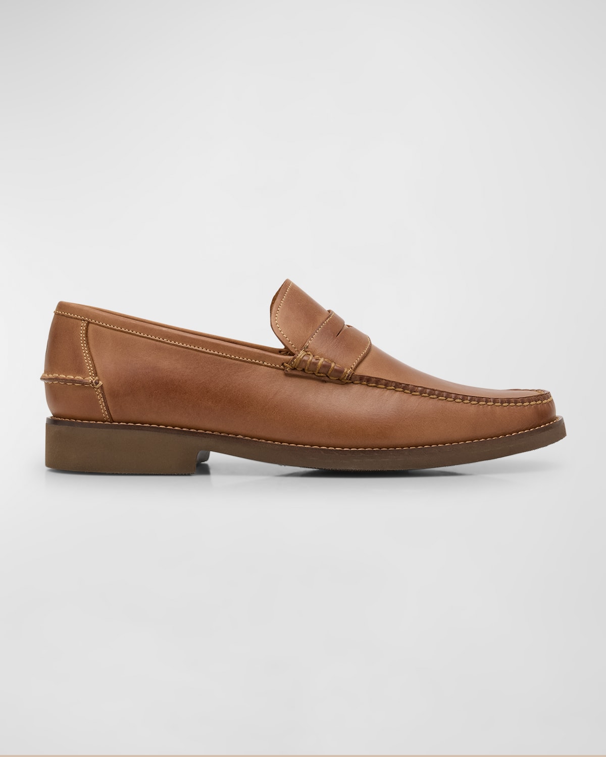 Shop Peter Millar Men's Handsewn Leather Penny Loafers In Whiskey
