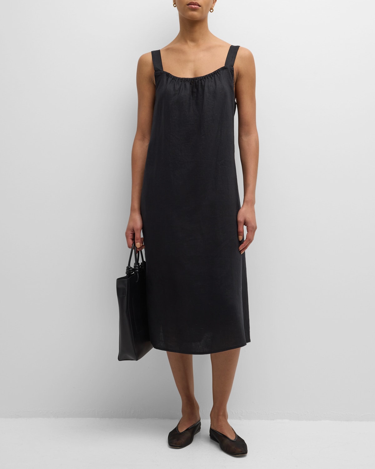 Sleeveless Scoop-Neck Organic Cotton Midi Dress