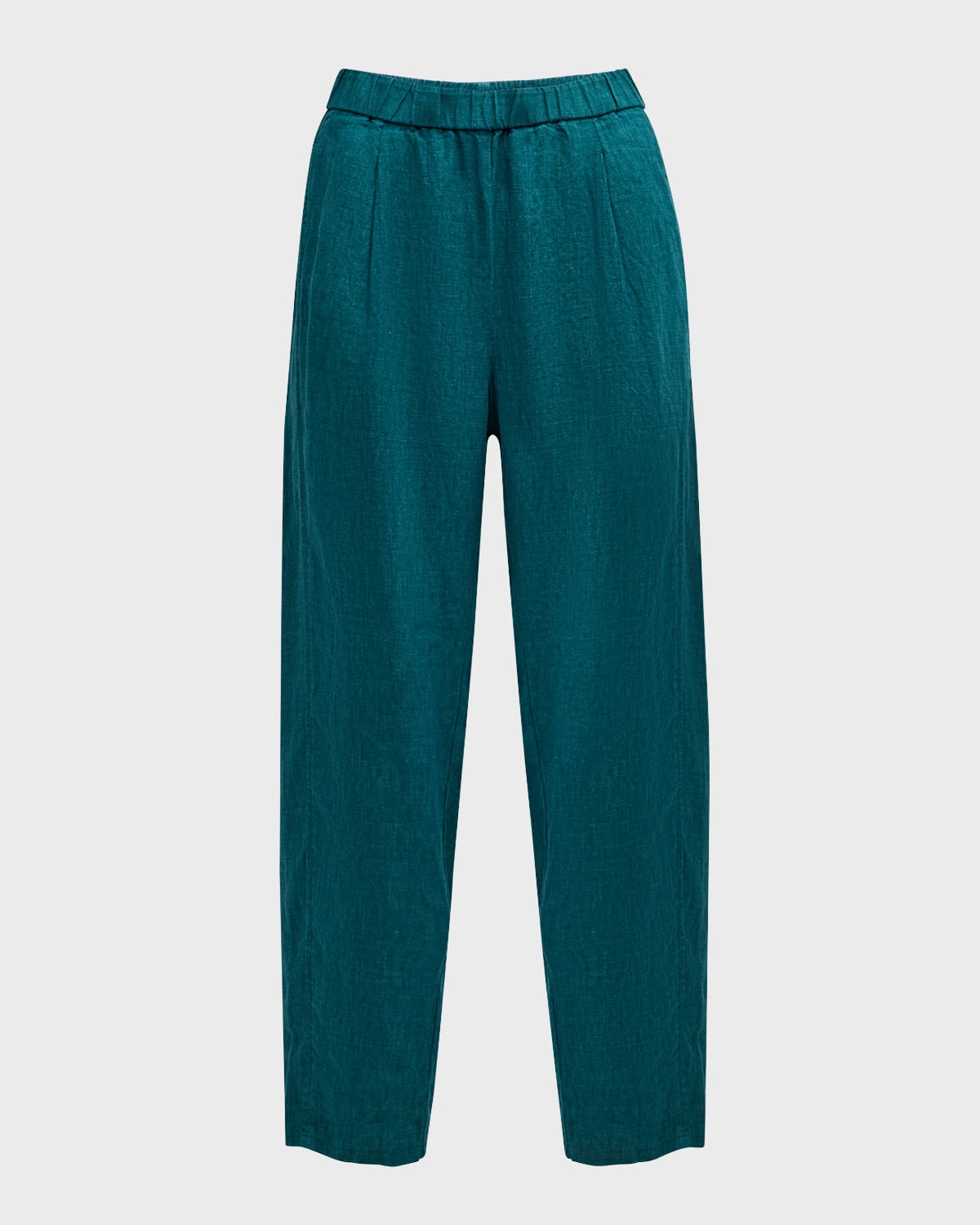 Eileen Fisher Pleated Cropped Organic Linen Lantern Pants In Aegean