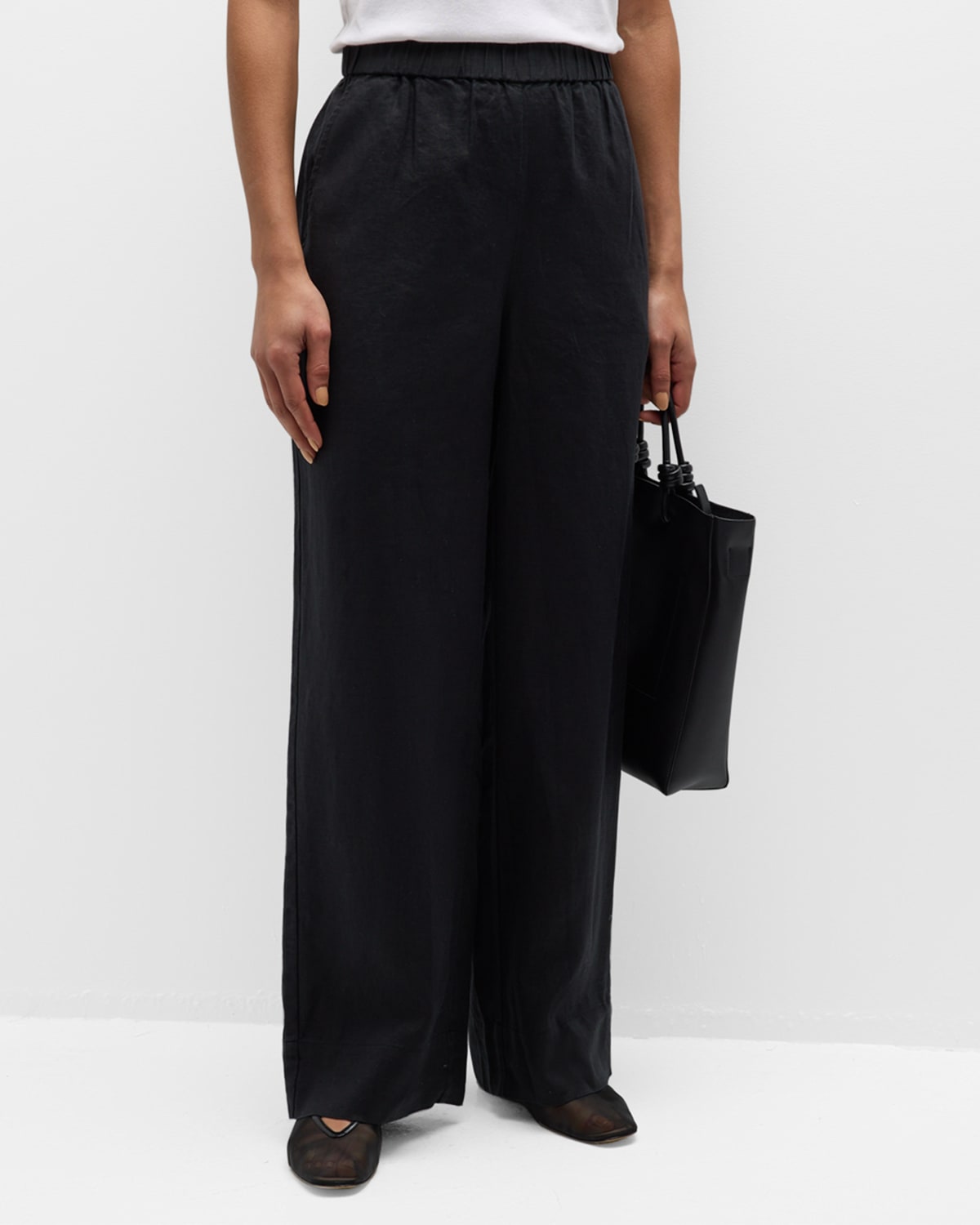 Eileen Fisher Missy Organic Linen Wide-leg Trousers In Undyed Natural