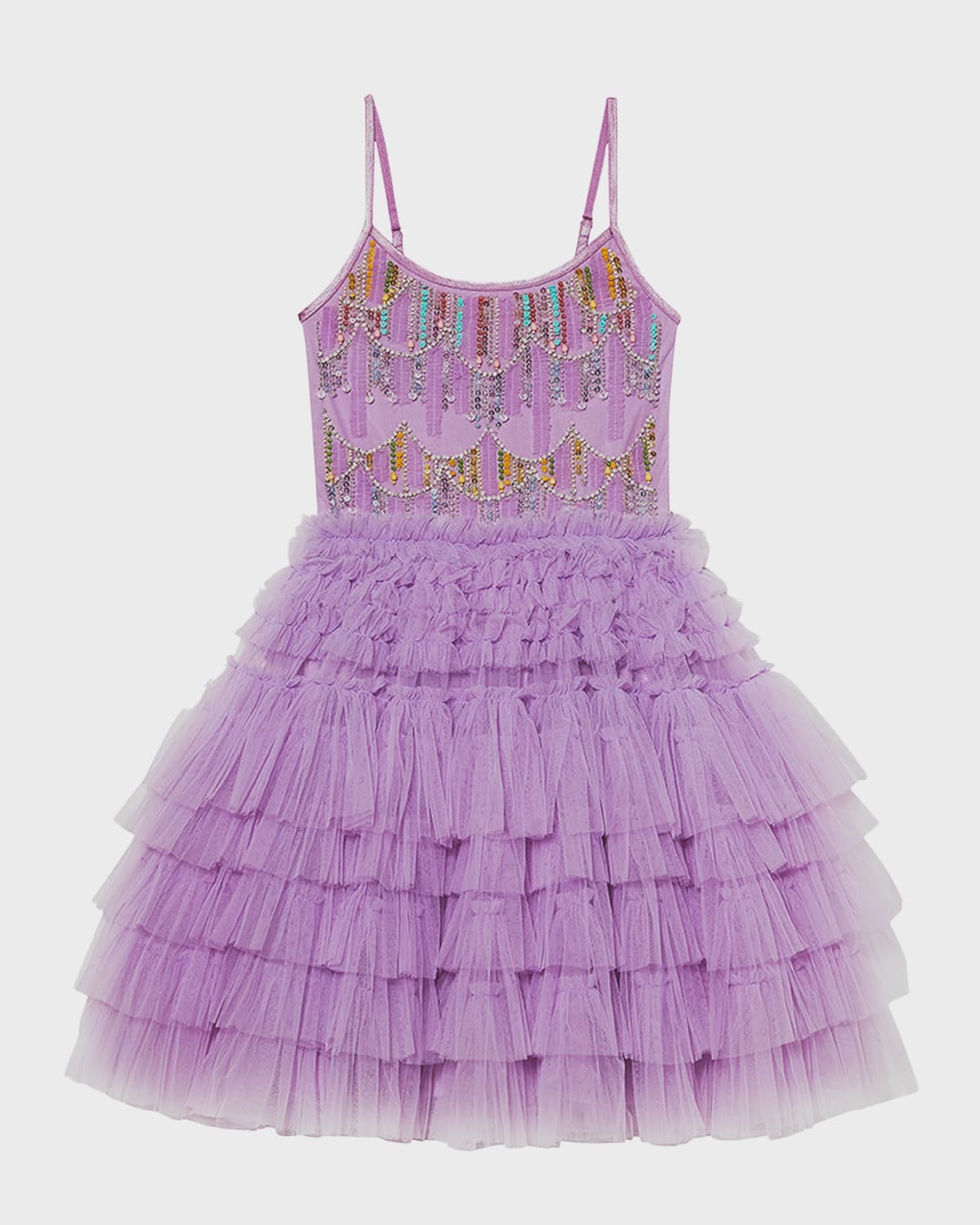 Tutu Du Monde Kids' Girl's Sequined Crystal Painterly Tutu Dress In Lilac Thistle