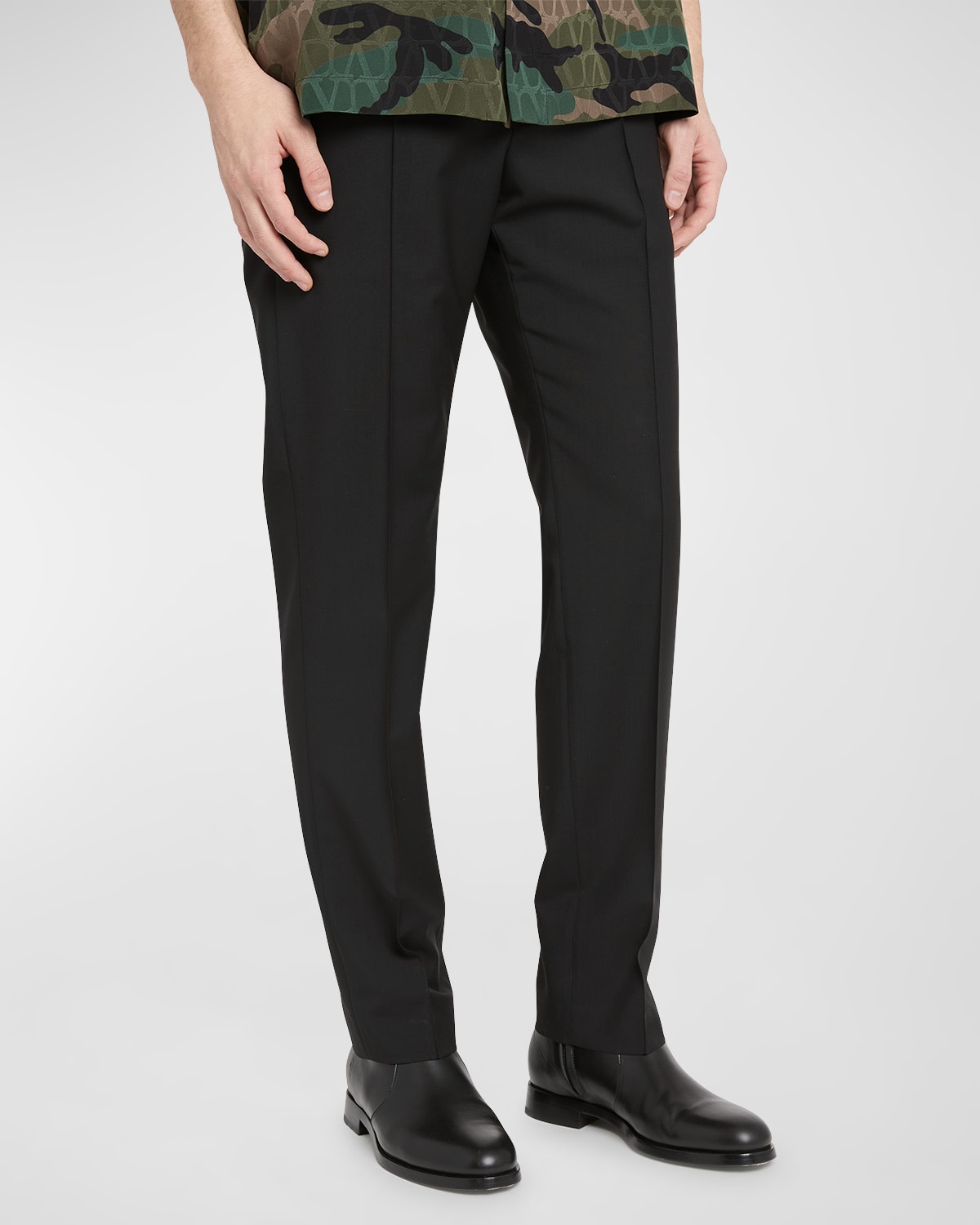 Shop Valentino Men's Pintuck Elastic-waist Pants In Black