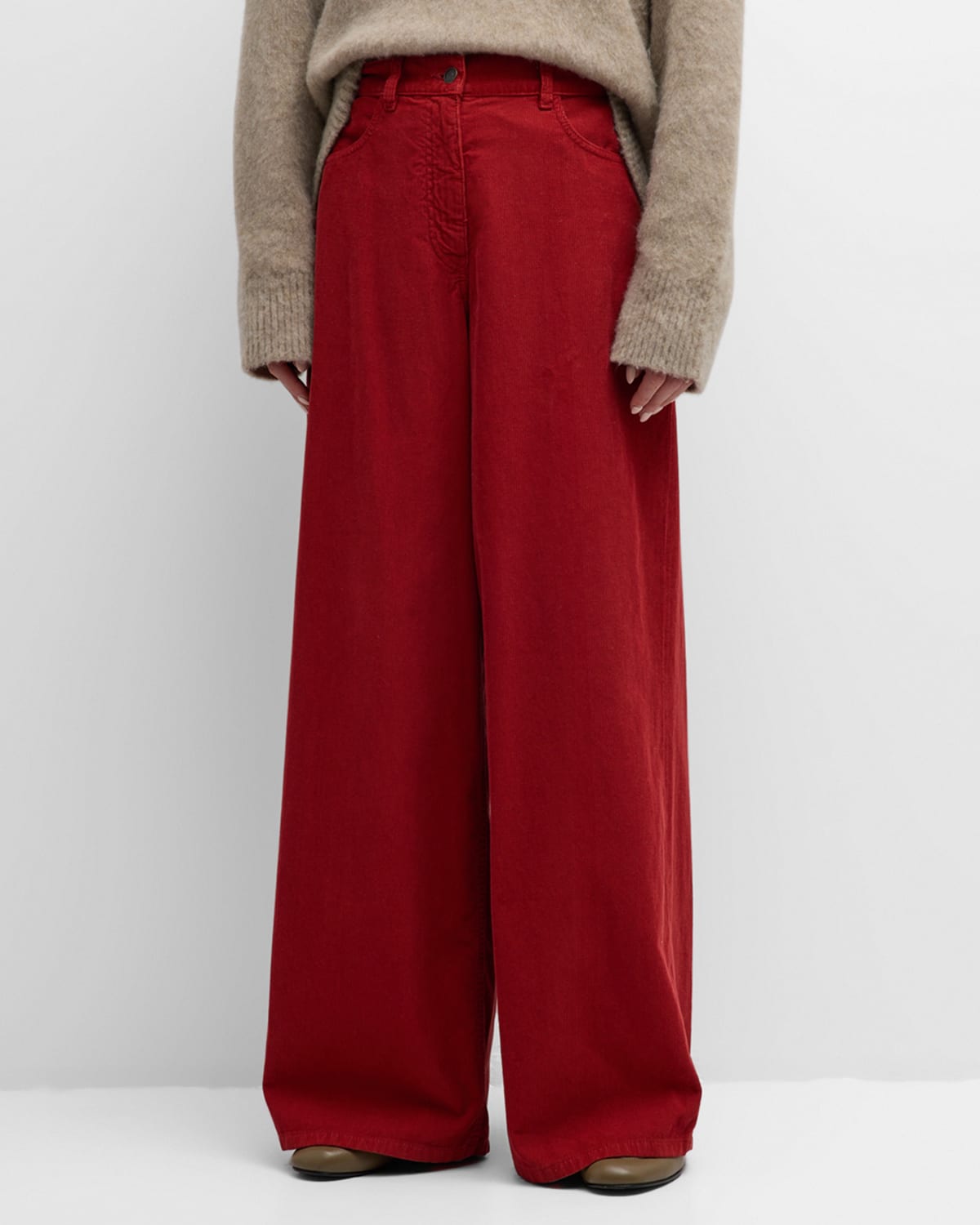 Shop The Row Chan Wide-leg Corduroy Pants In Red