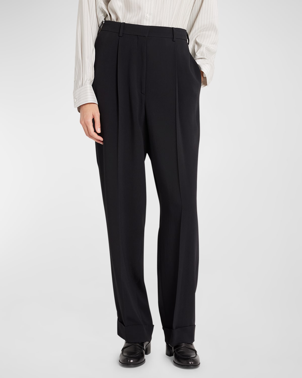The Row Tor Pleated Wide-leg Pants In Black