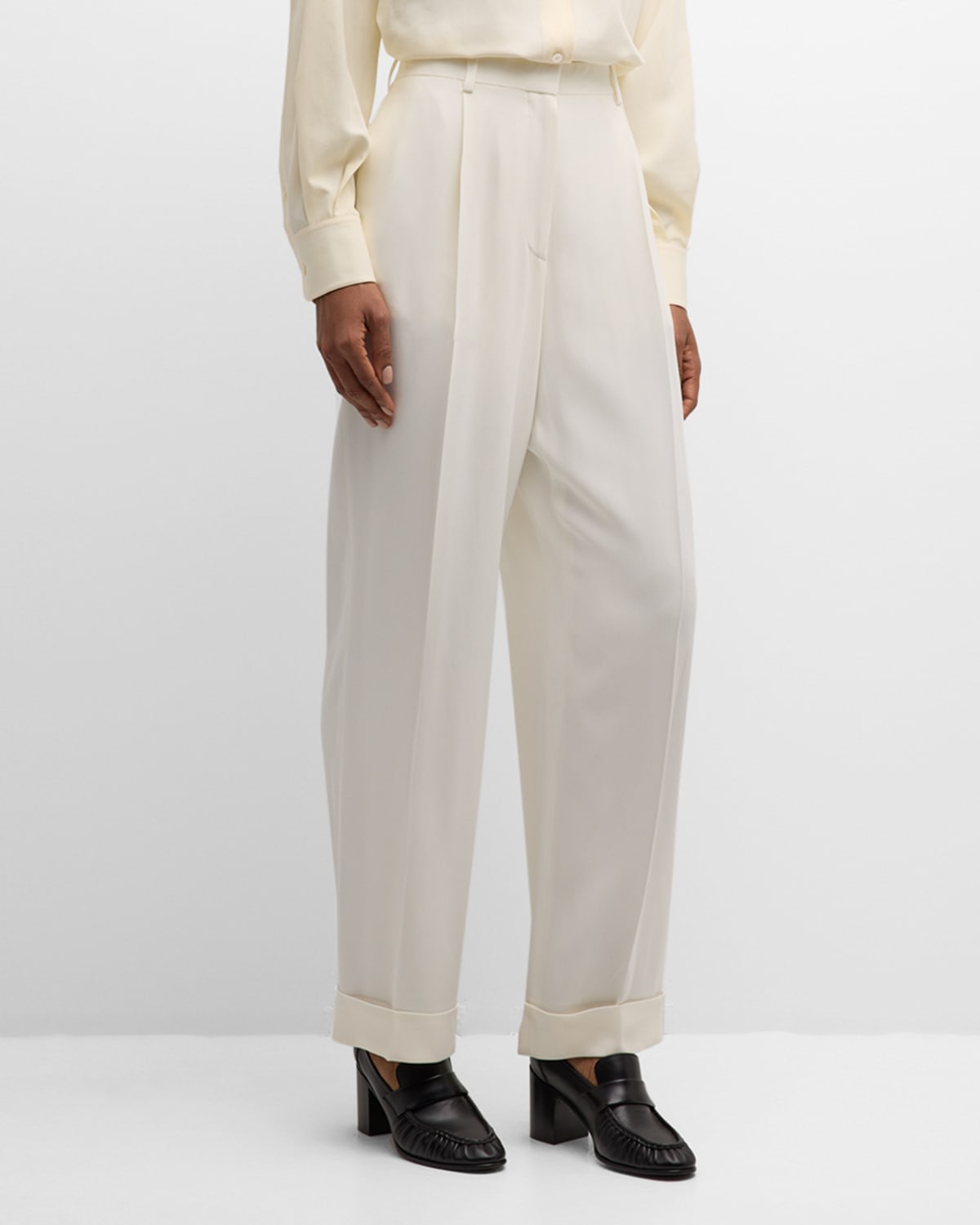 Shop The Row Tor Pleated Wide-leg Pants In White