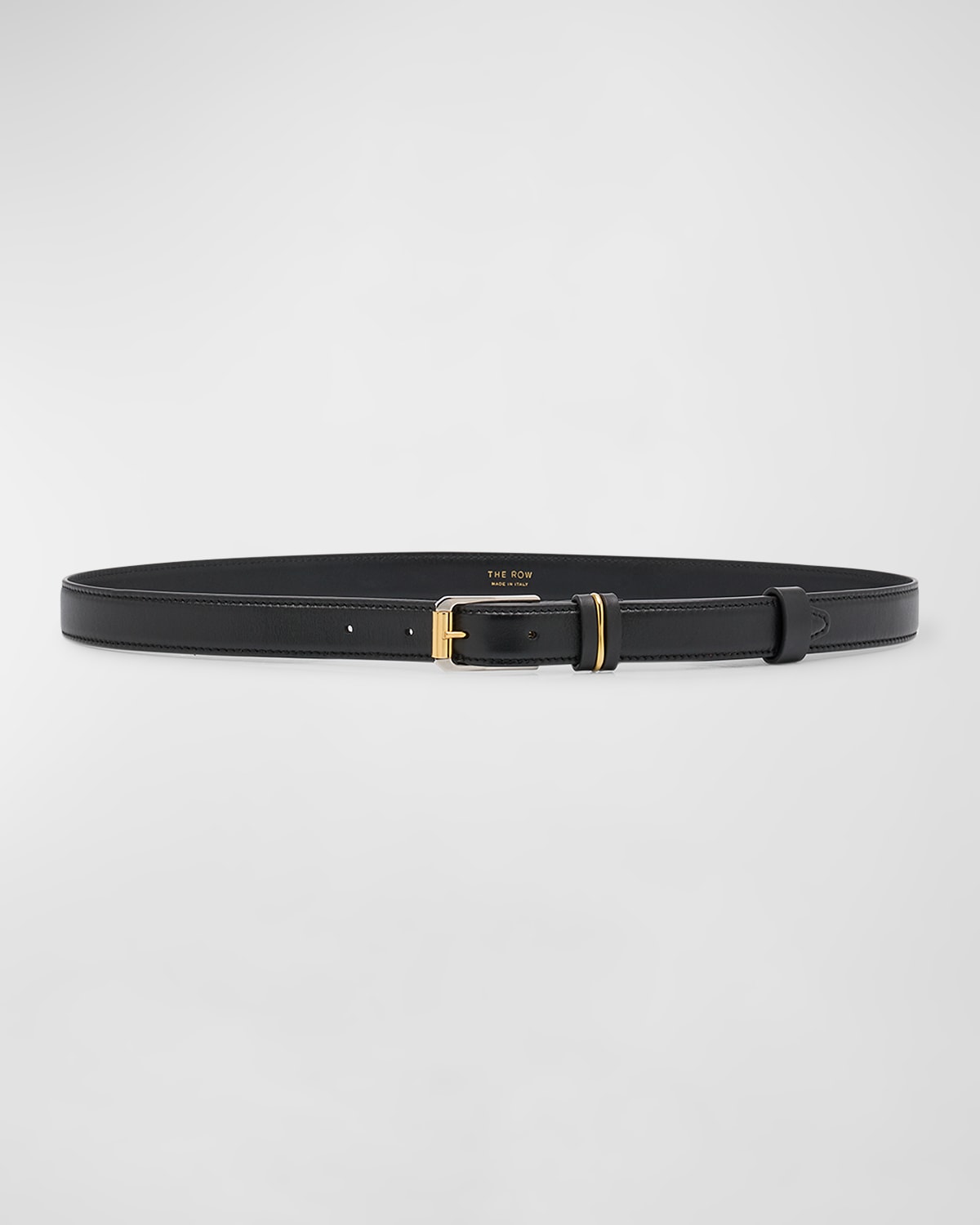 Shop The Row Metallic Loop Small Leather Belt In Black Ans/ang