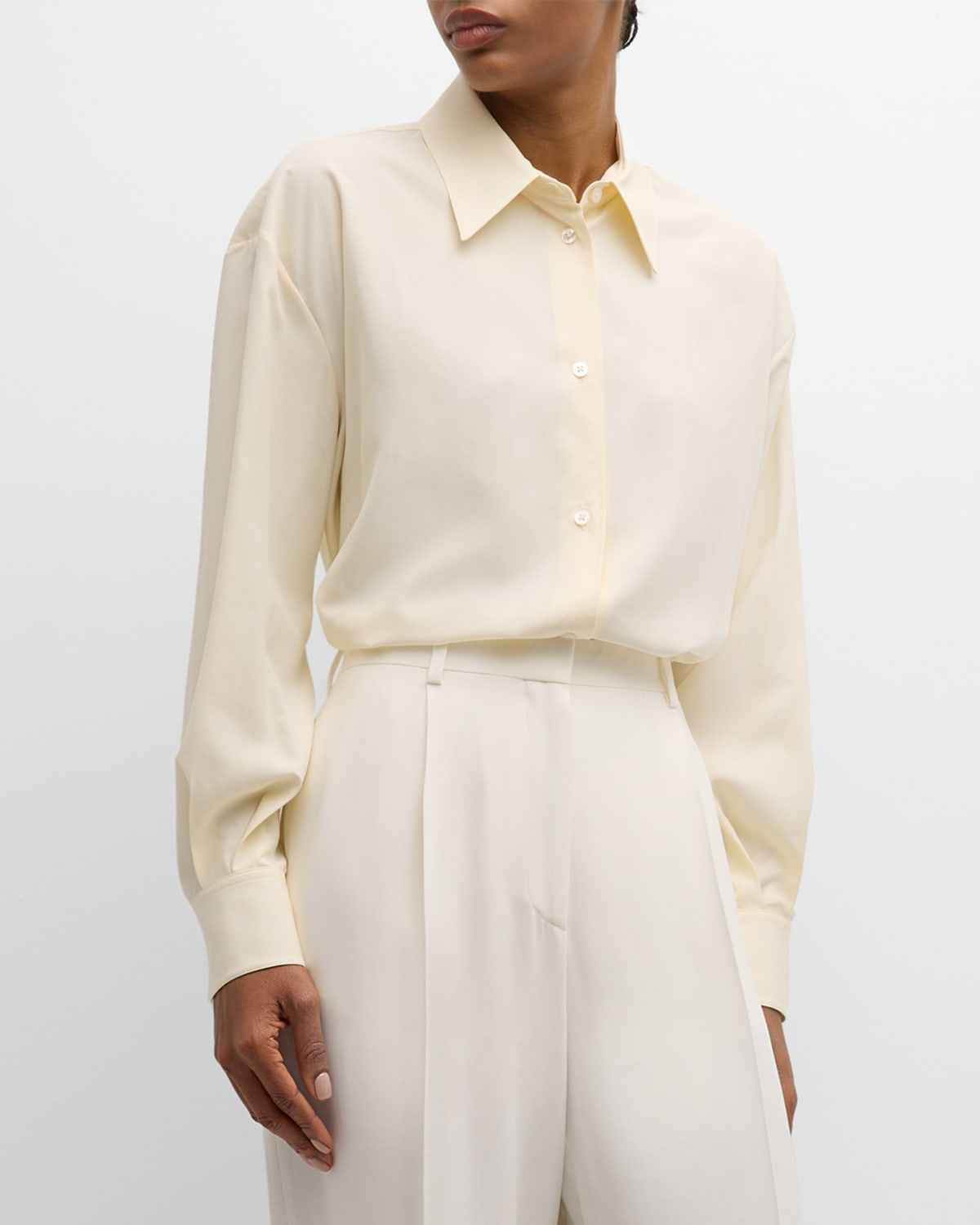 The Row Andra Silk Button-front Shirt In White