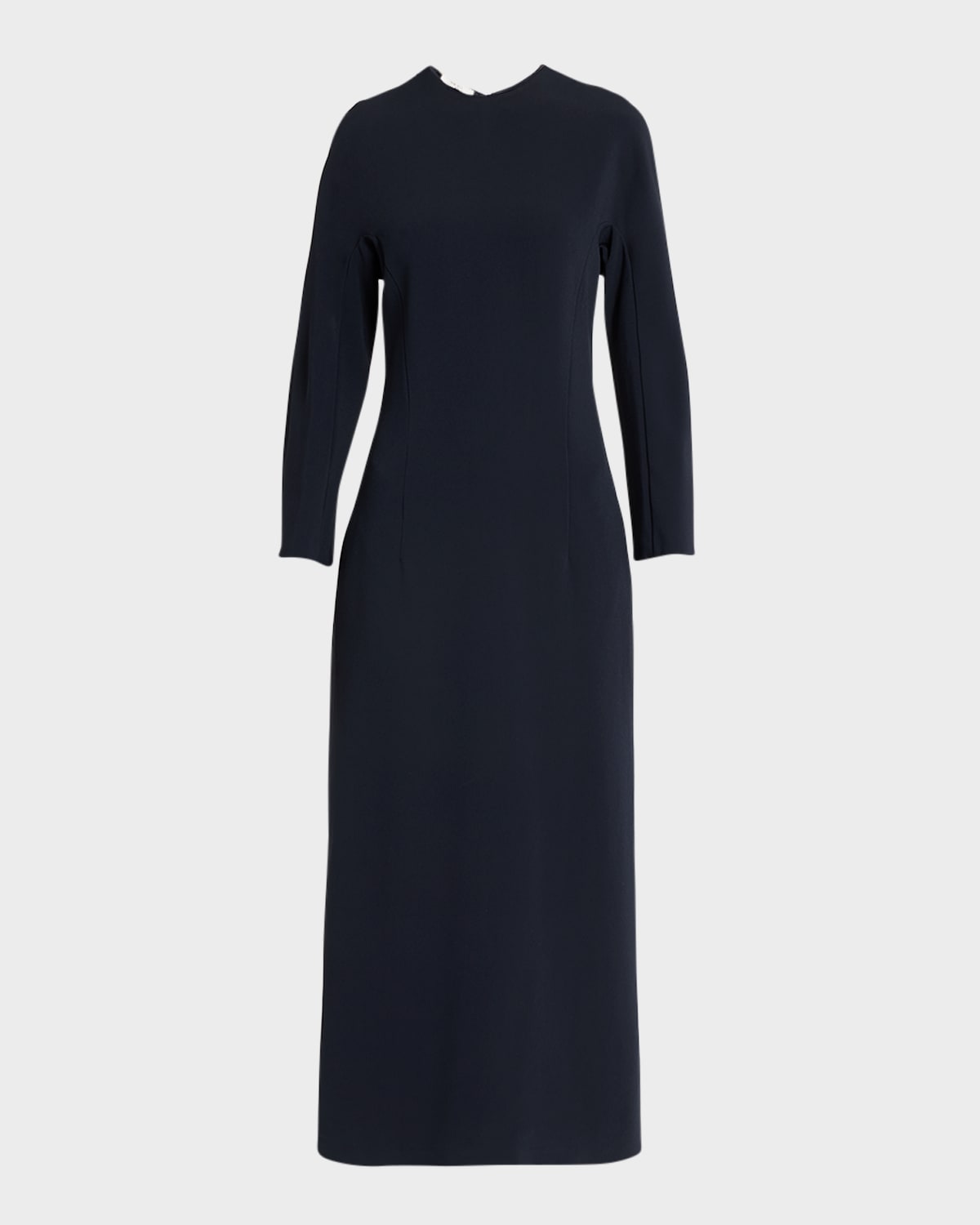 The Row Elia Long-sleeve Viscose Dress In Dark Navy