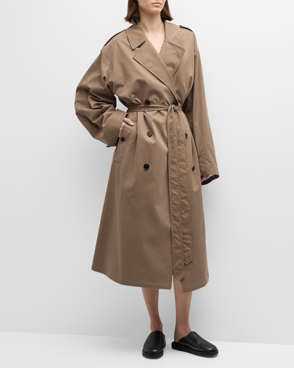 Shop The Row Montrose Belted Cashmere-blend Trench Coat In Taupe