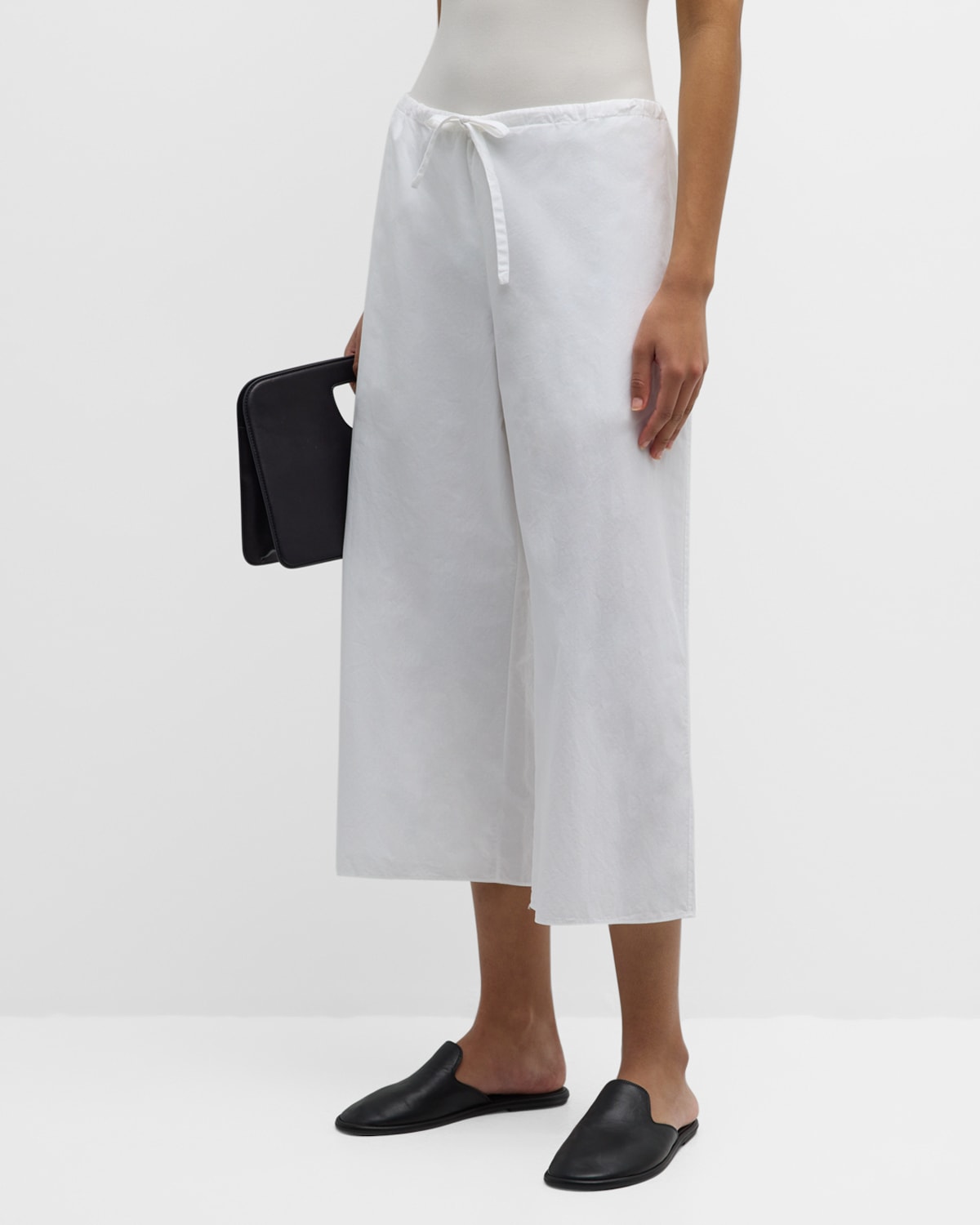 Shop The Row Jubin Drawstring Cropped Pants In Off White