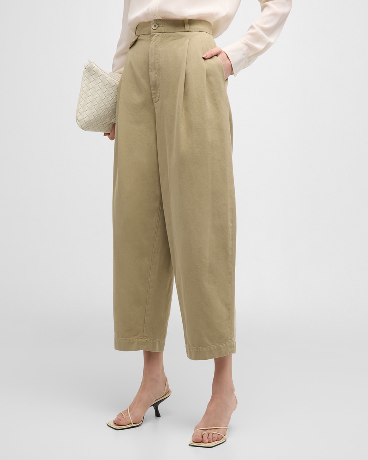 Shop Agolde Becker Cropped Chino Pants In Dill