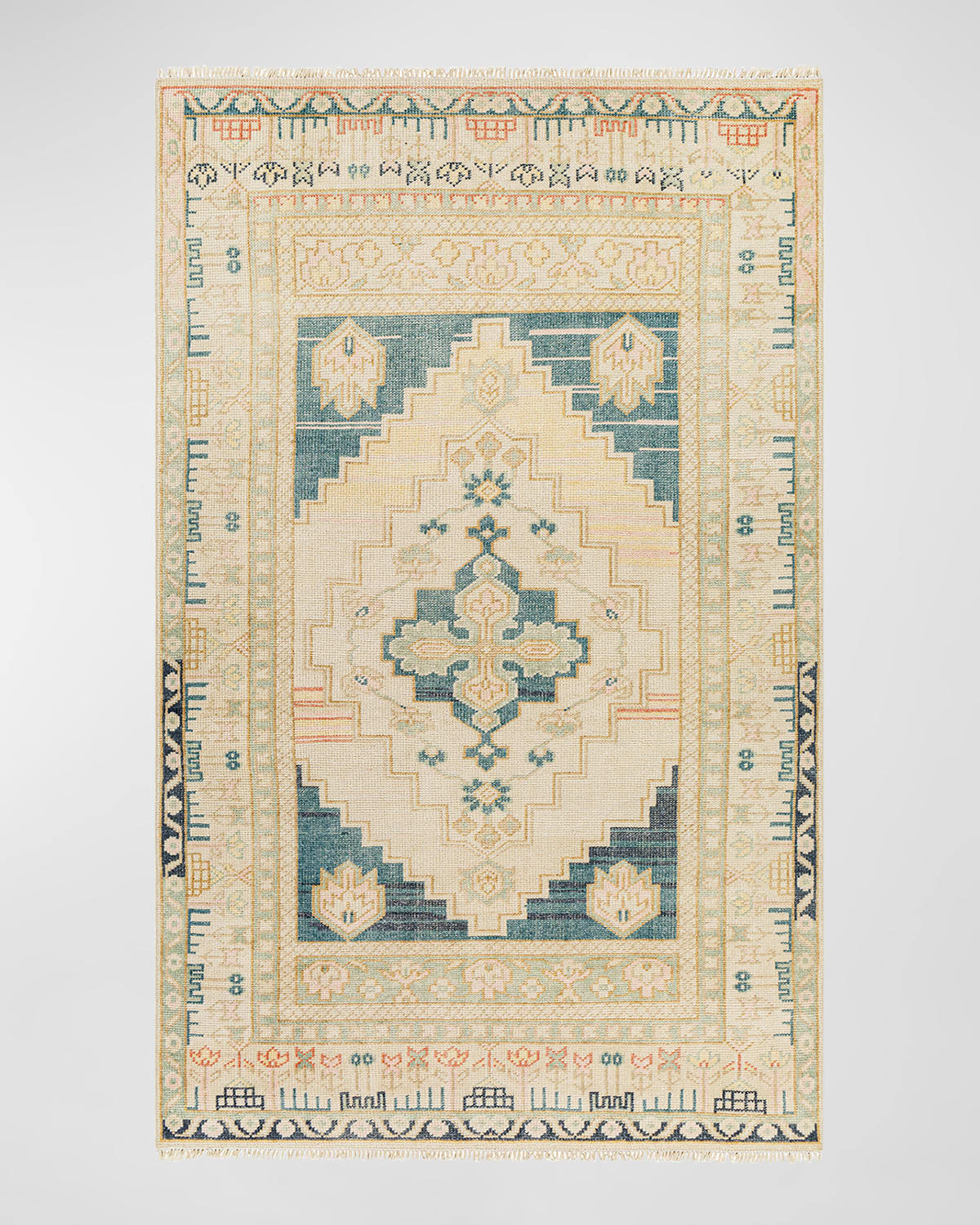 Shop Surya Rugs Anadolu Teal Hand-knotted Rug, 6' X 9' In Teal, Cream
