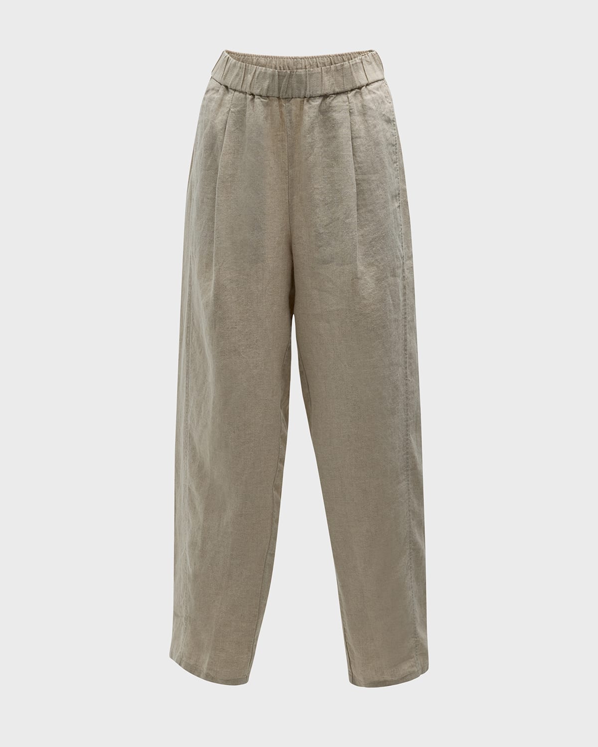 Eileen Fisher Pleated Organic Linen Ankle Trousers In Undyed Natural