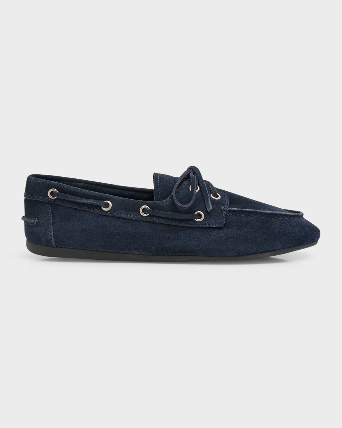 Miu Miu Suede Lace-up Moccasins In Blue