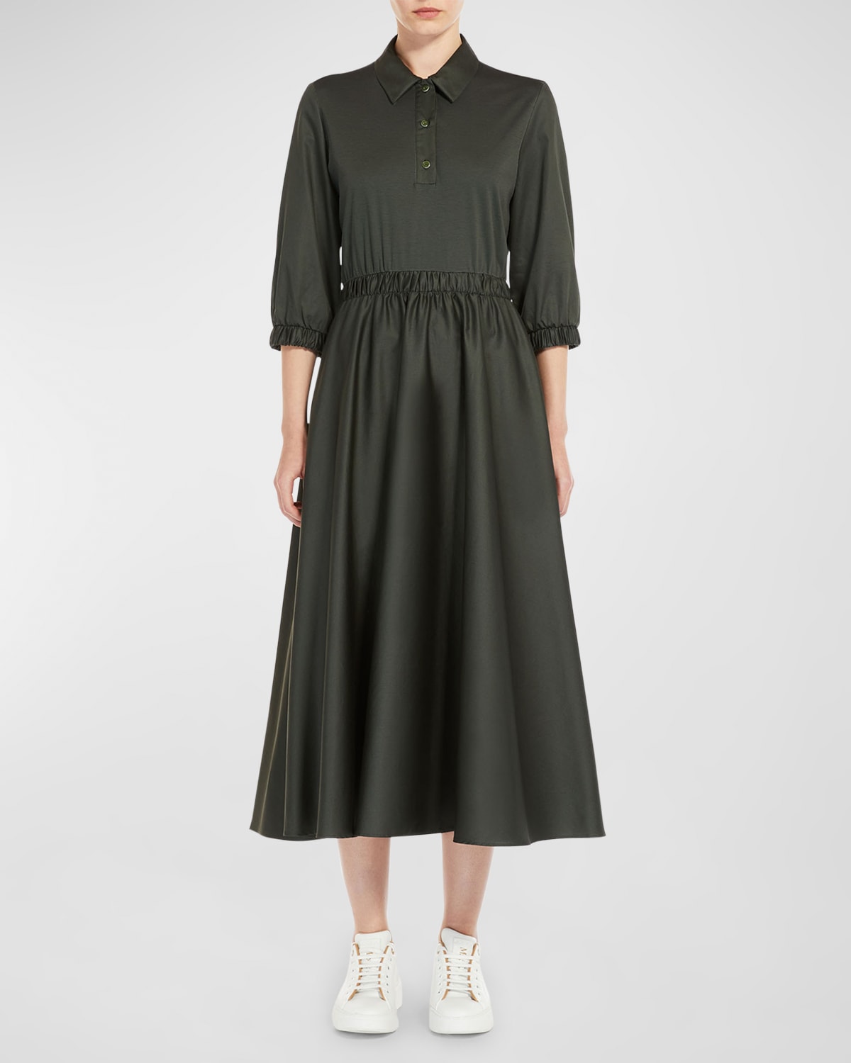 Max Mara Women's Maggio Cotton-blend Jersey Midi-dress In Dark Green |  ModeSens
