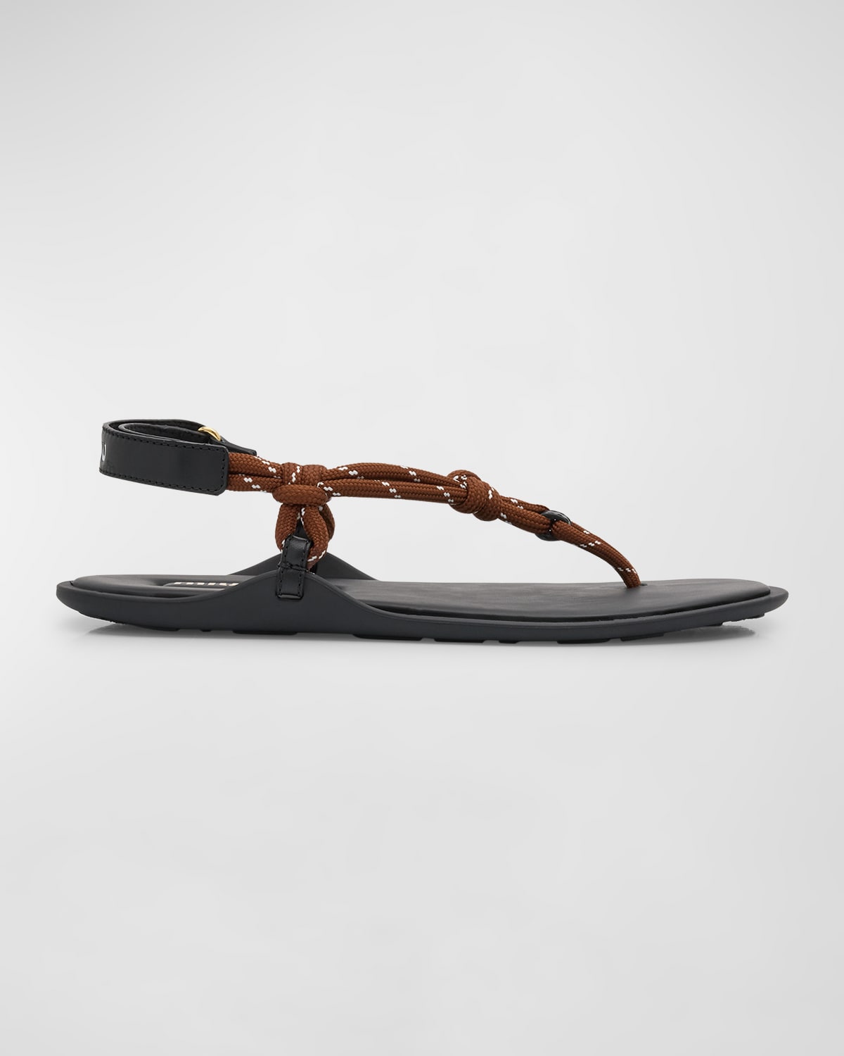 Shop Miu Miu Sporty Rope Thong Slingback Sandals In Tabacco