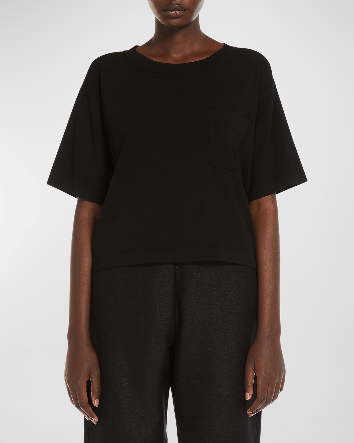 Shop Max Mara Acro Cropped Short-sleeve T-shirt In Black