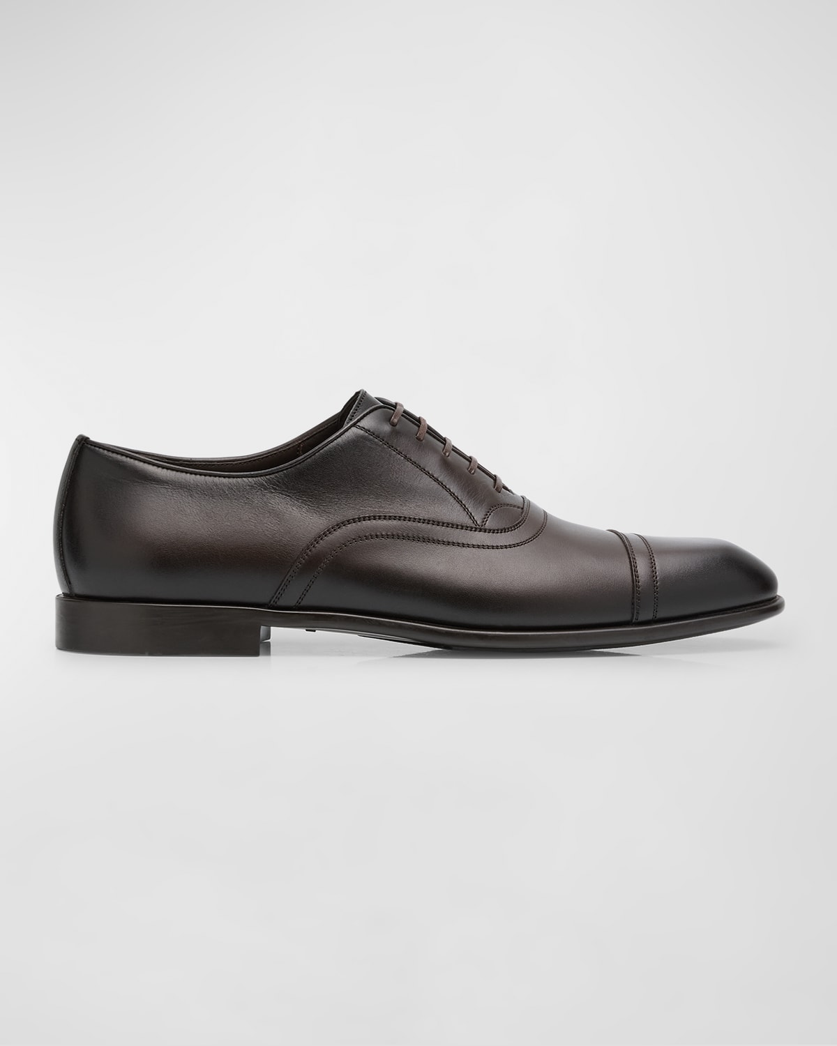 Shop Ferragamo Men's Cortez Leather Oxford Shoes In T.moro 23