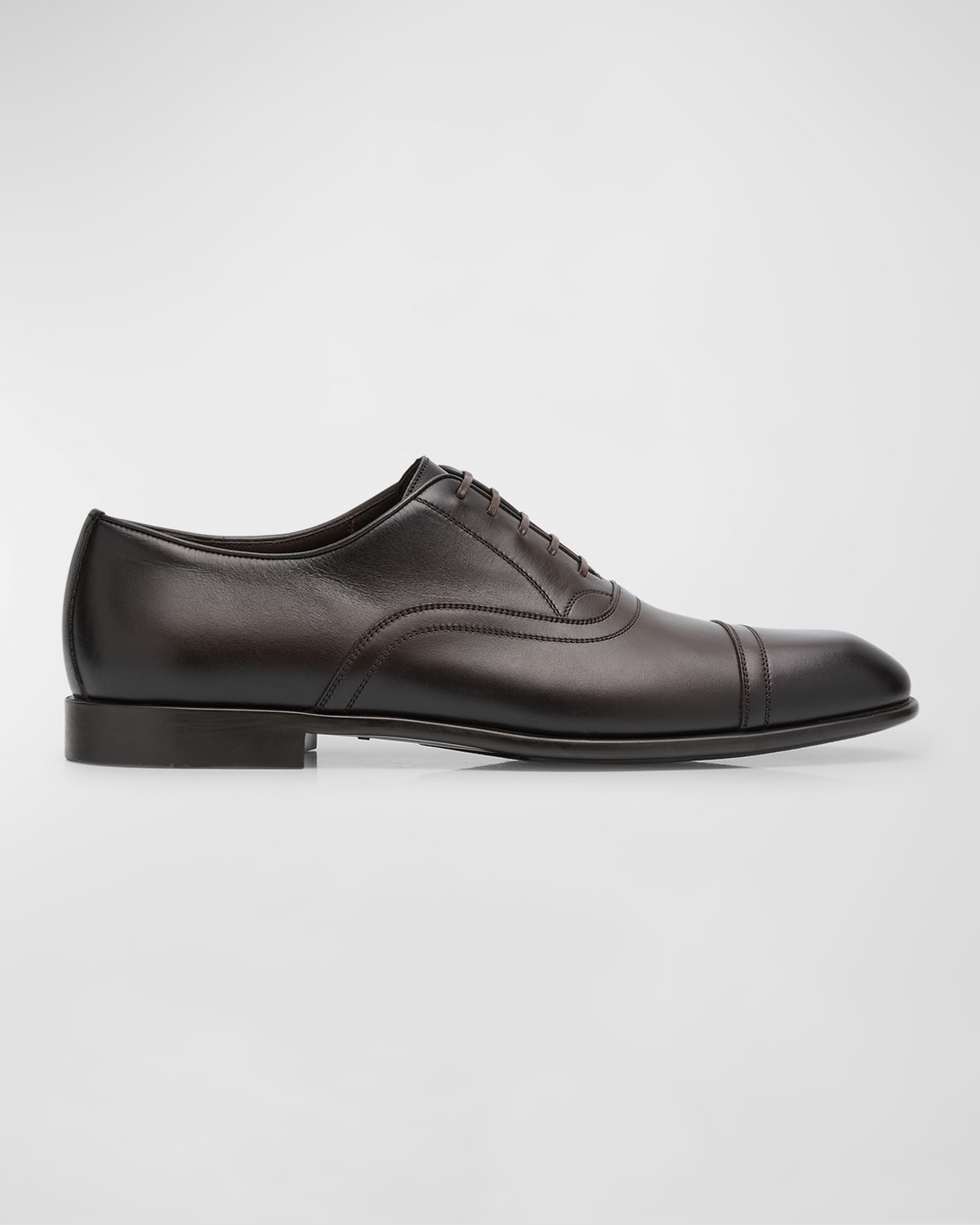 Ferragamo Men's Cortez Leather Oxford Shoes In Brown