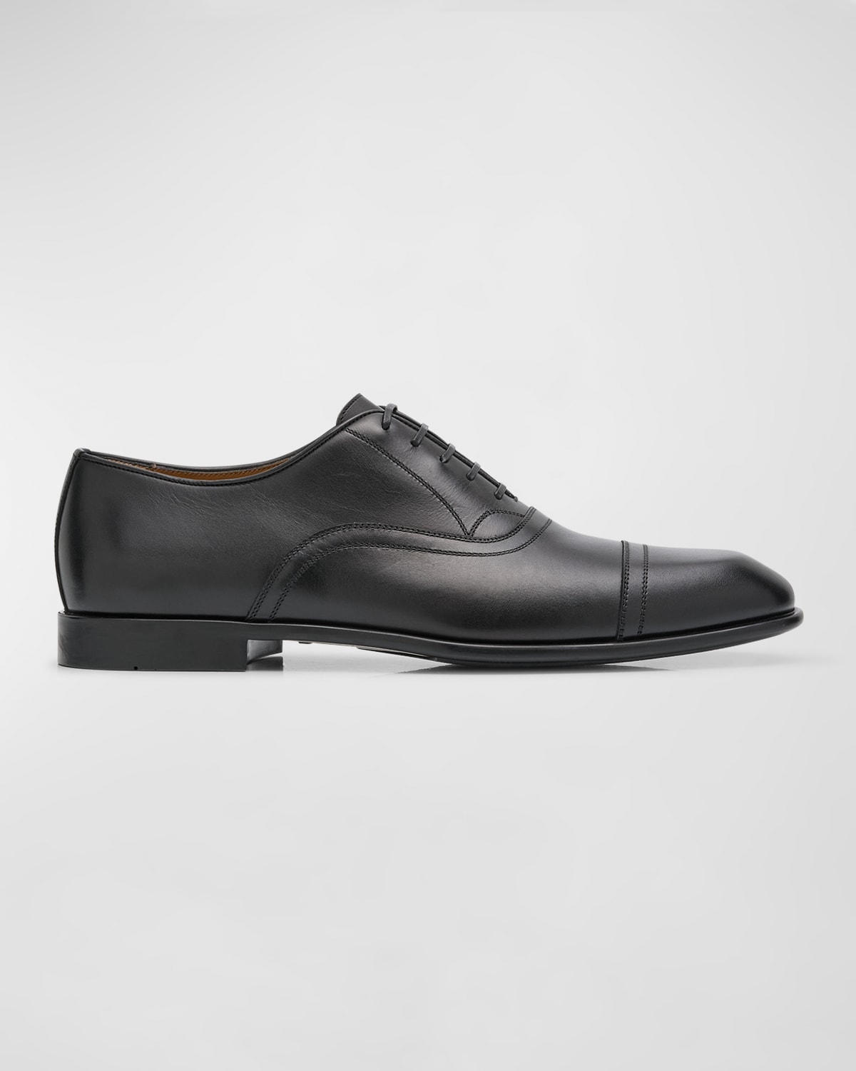 Ferragamo Fabian Leather Oxford Shoes In Nero