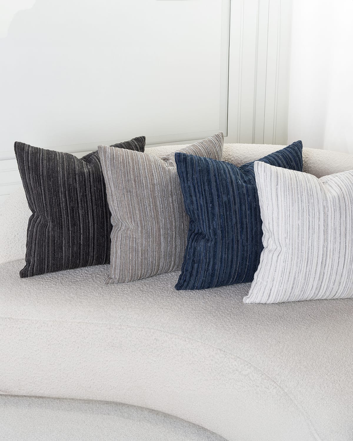 Shop Elaine Smith Luxe Stripe Pillow, 20" Square In Pebble