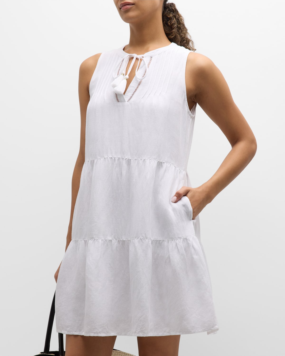 Shop Tommy Bahama St Lucia Sleeveless Tiered Mini Dress In White