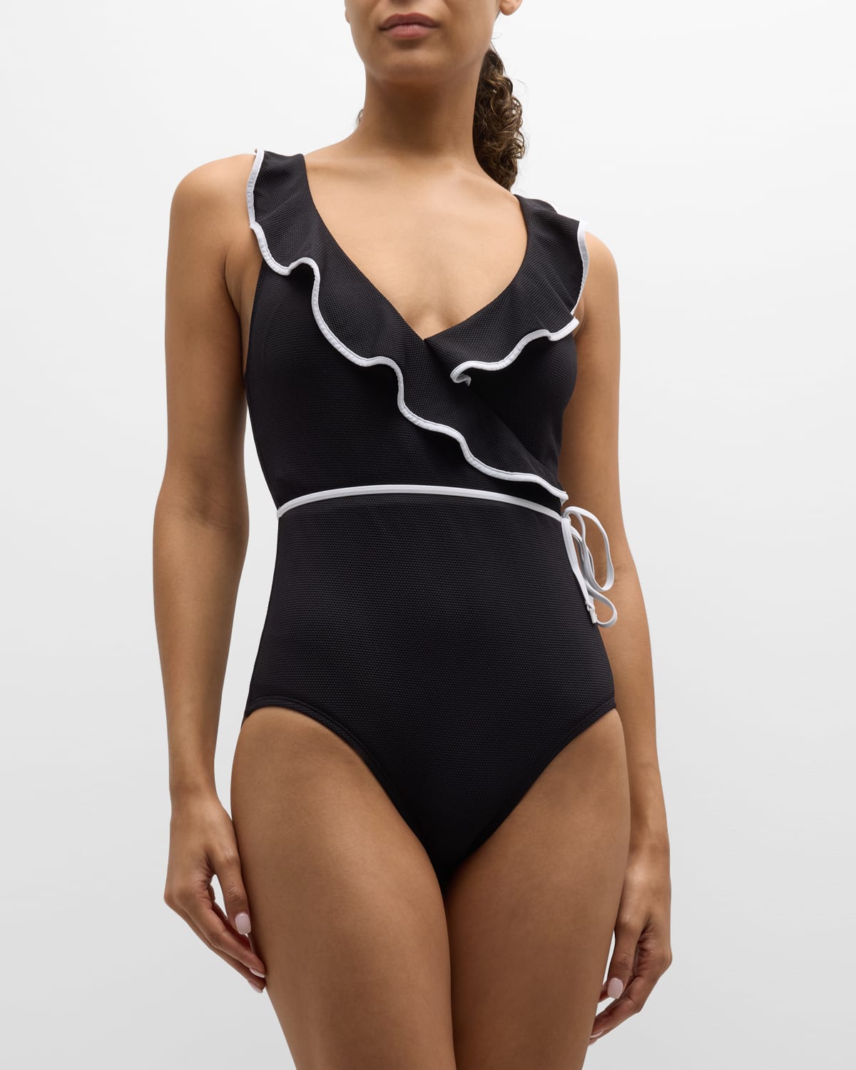 Shop Tommy Bahama Island Cays Cabana Wrap One-piece Swimsuit In Black