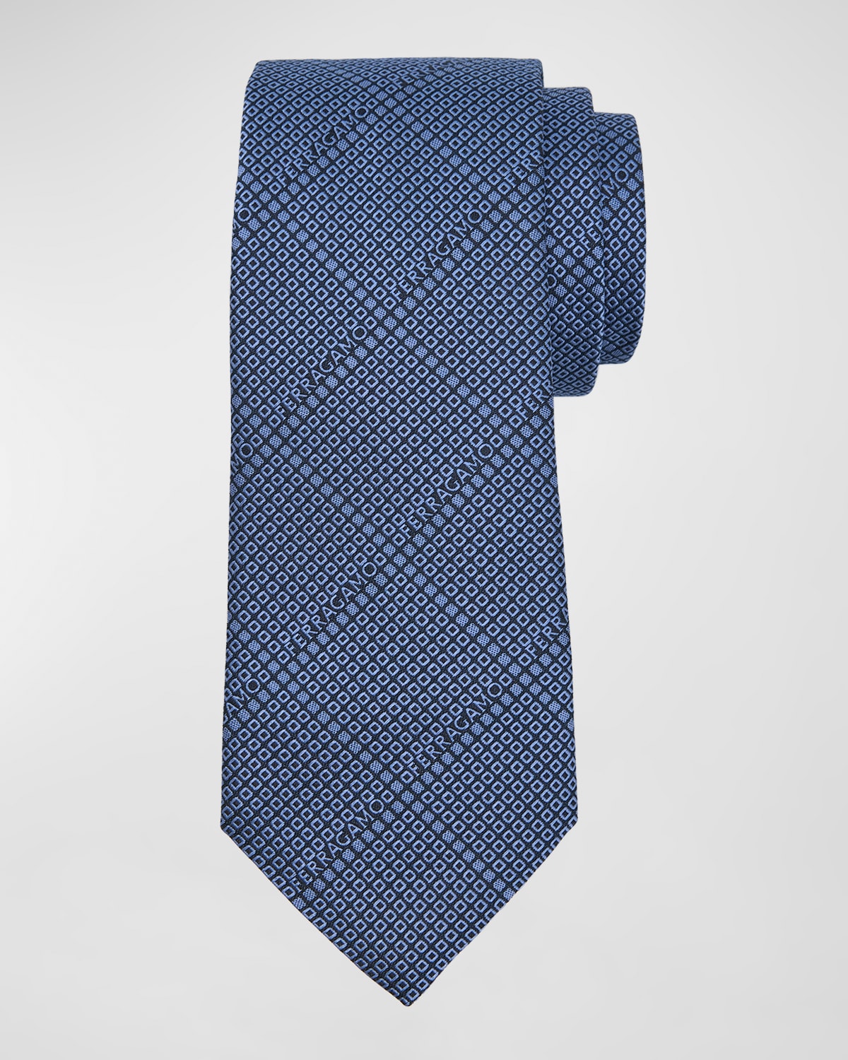 Ferragamo Men's Galenza Jacquard Logo Silk Tie In Blue