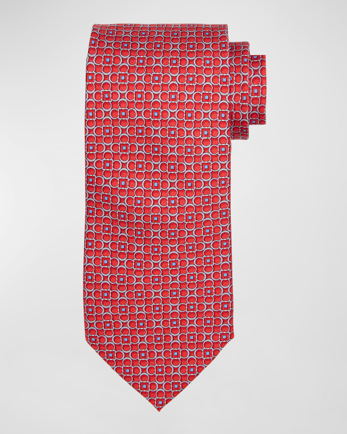 Ferragamo Men's Verve Silk Grid-print Tie In Red