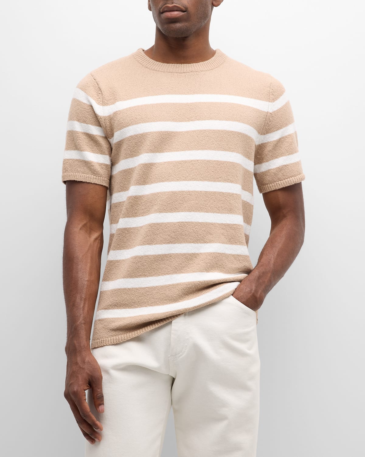 Men's Boucle Knit Stripe Crewneck T-Shirt
