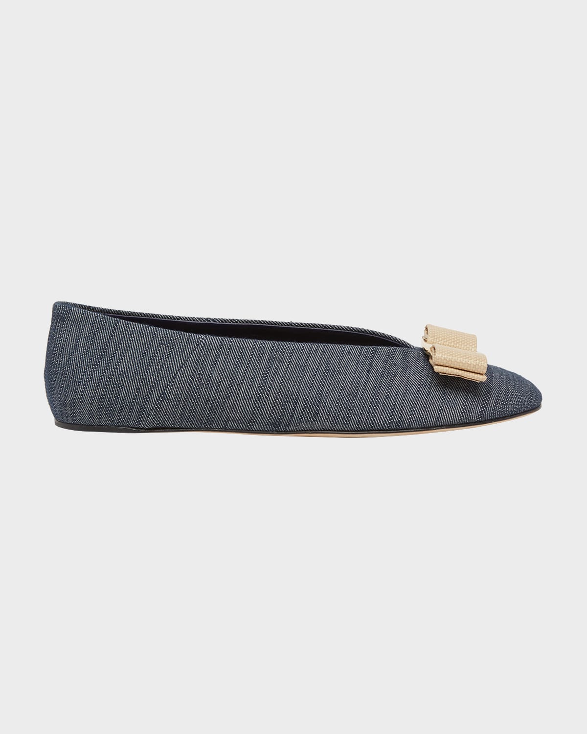 Ferragamo Denim Ballet Flats For In Denimnaturale