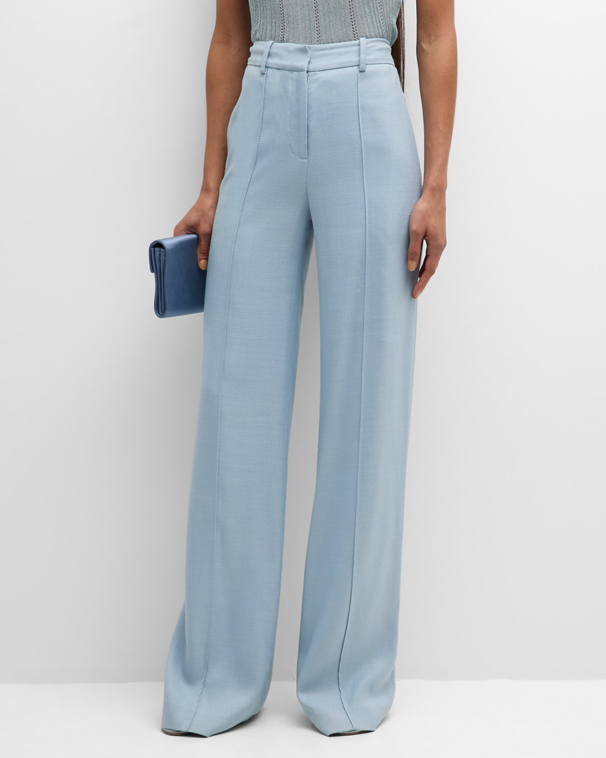 Adam Lippes Stretch Canvas Wide Leg Trousers In Pale Blue