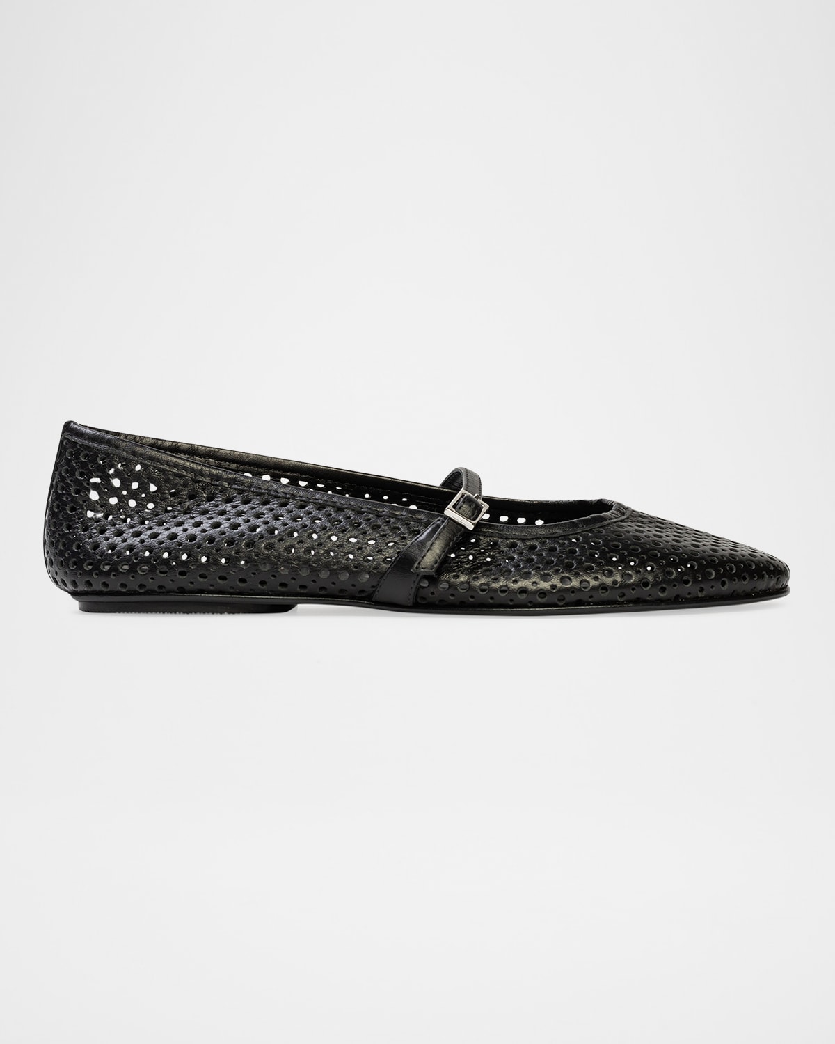 Black Suede Studio Mika Mary Jane Flat In Black Laser Cut
