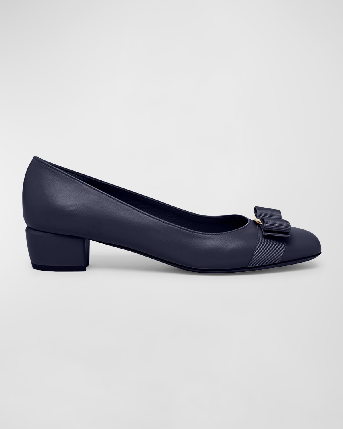 Vara Leather Bow Low Pumps