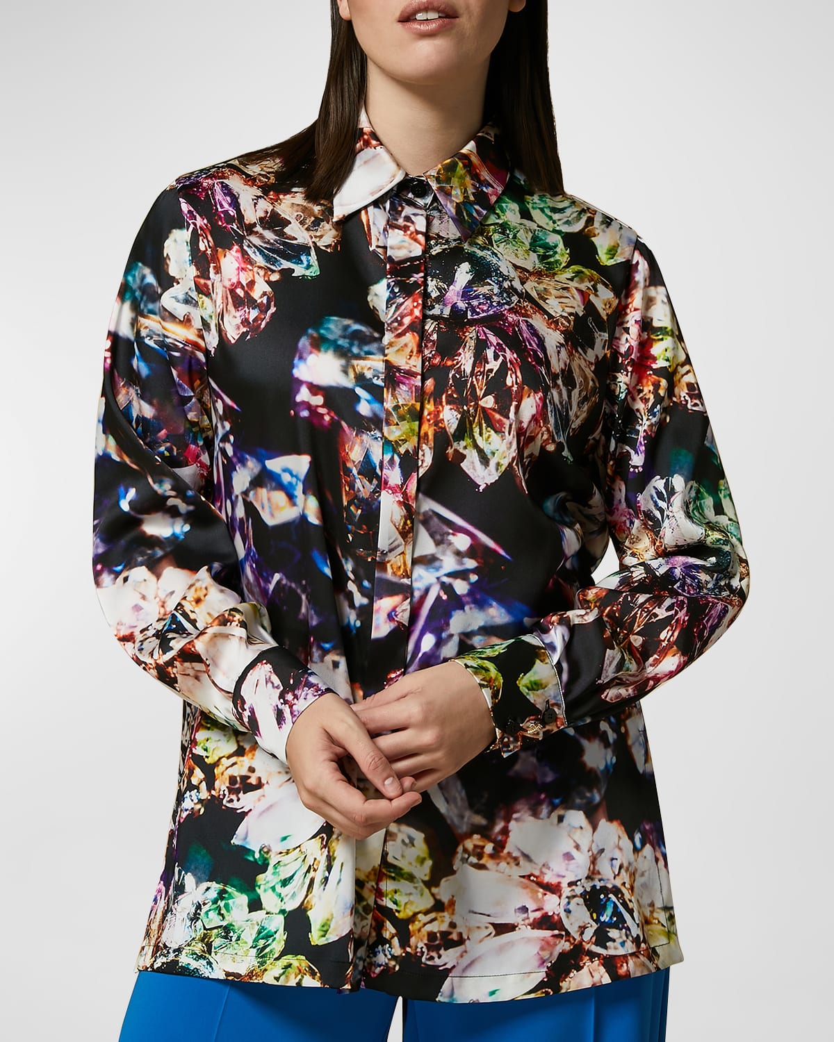 Shop Marina Rinaldi Plus Size Eccelso Crystal-print Shirt In Black Jewel