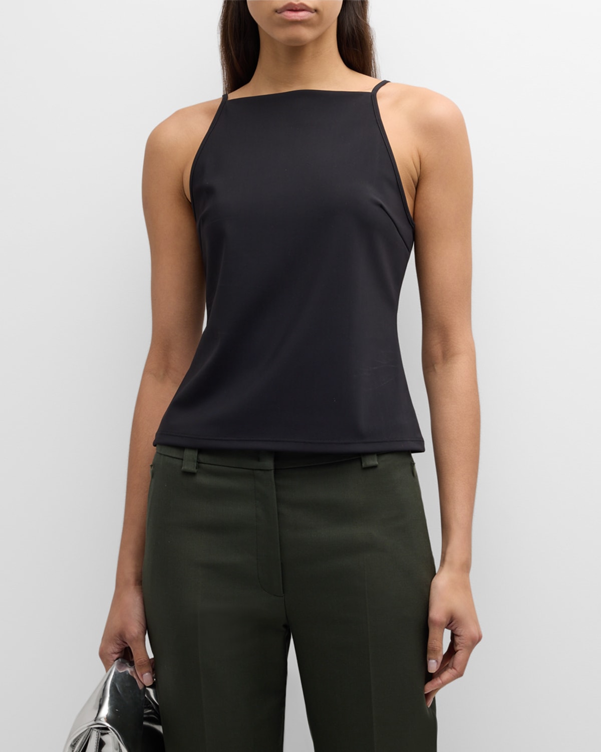 Shop Theory Ponte Square-neck Tank Top In Black